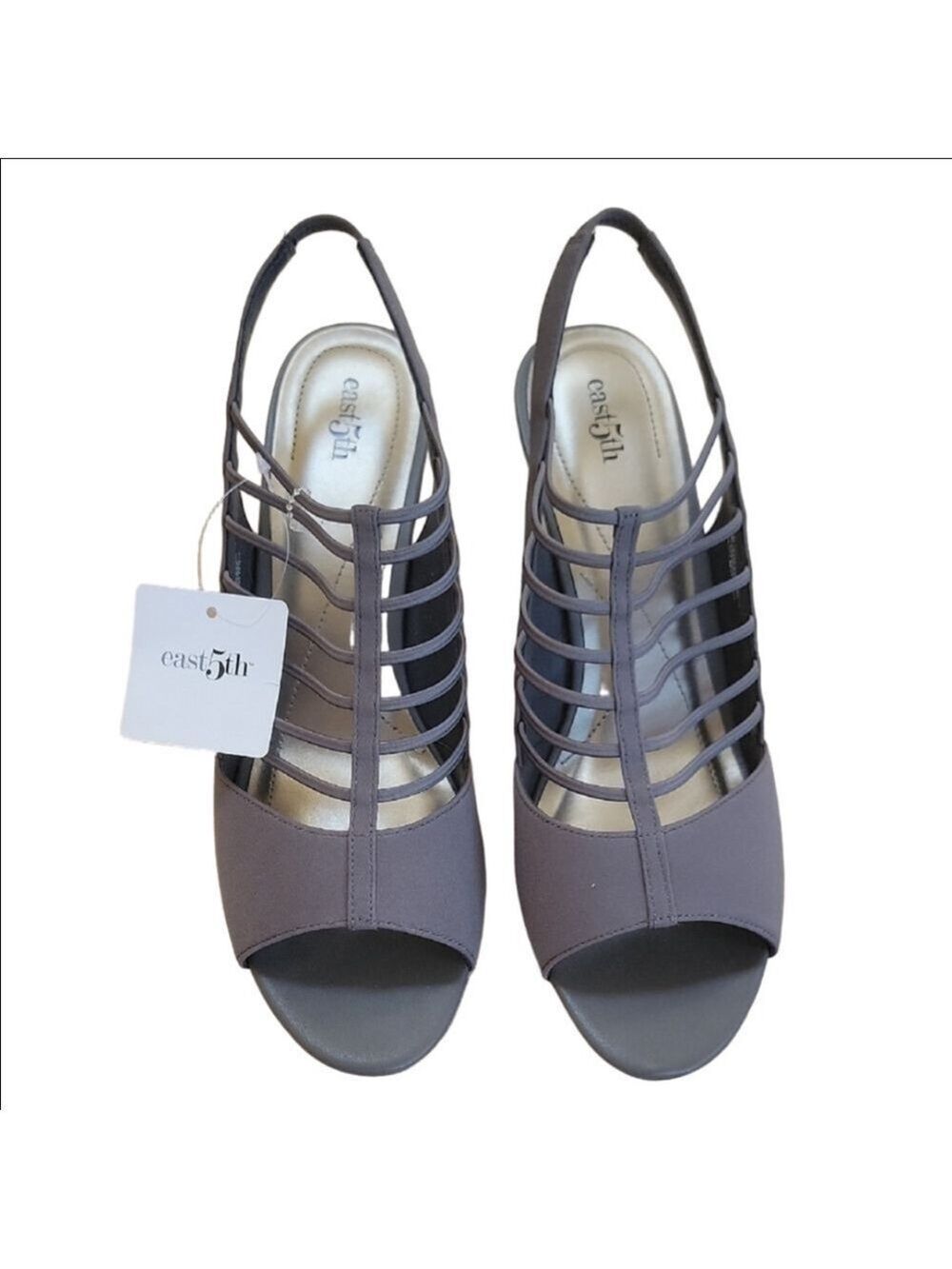 East 5th Neville Gray Gunmetal Gladiator Slingback Heels Size 11 NWT